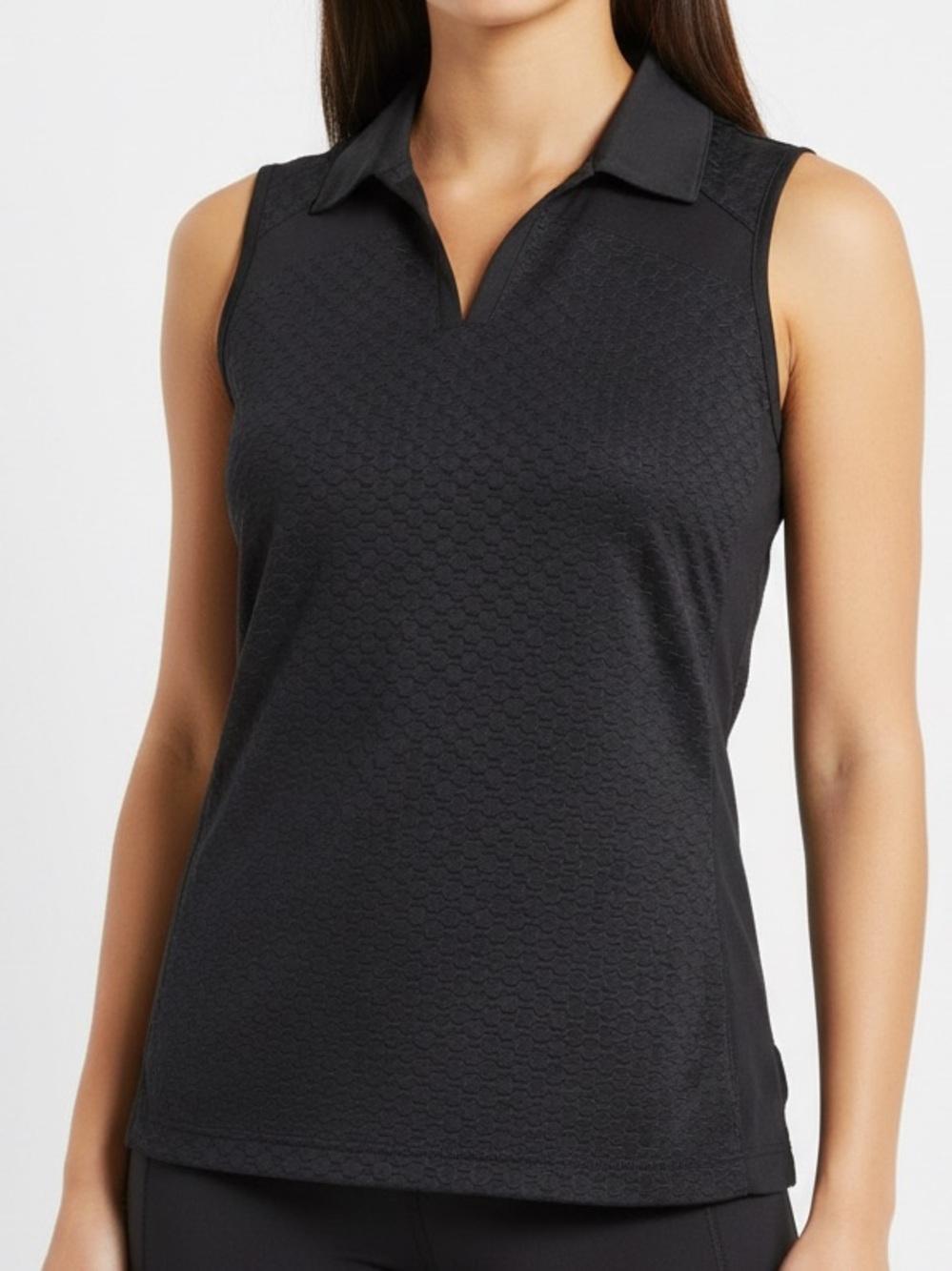 IZOD Women’s Golf Medium Black Crepe Shirt Cool FX Perfect Movement corpcore Med